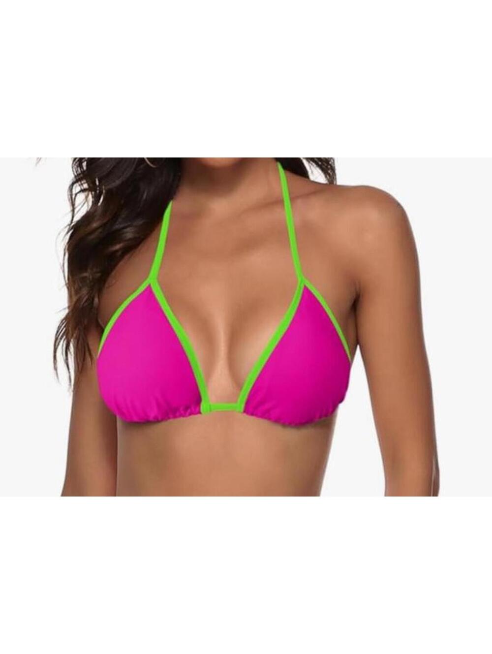 Fuchsia & Lime green triangle bikini top